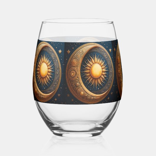 Verre À Vin Sans Pied Soleil et Lune céleste (Recto)