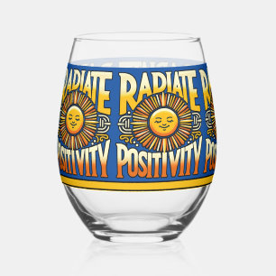 Verre À Vin Sans Pied Soleil souriant de la position de rayonnement