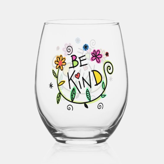 Verre À Vin Sans Pied Soyez gentil Citer Mignonne Typographie (Recto)