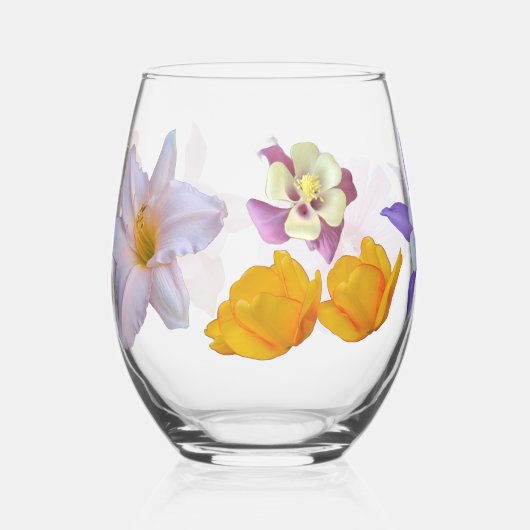 Verre À Vin Sans Pied Spring Flowers Stemless Wine Glass (Recto)