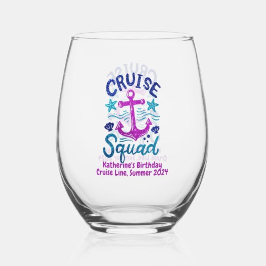 Verre À Vin Sans Pied Squad Group Friends Custom Birday Event (Verso)
