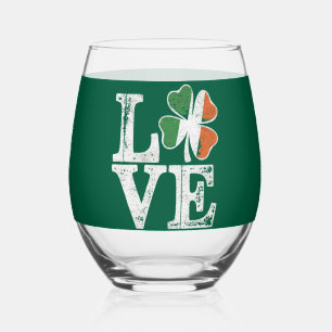 Verre À Vin Sans Pied St Patrick Love Chance Irlande Trèfle Vert