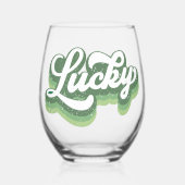 Verre À Vin Sans Pied St Patrick's Day Retro Lucky (Recto)