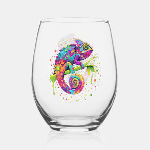 Verre À Vin Sans Pied Style d'aquarelle des teintures Chameleon