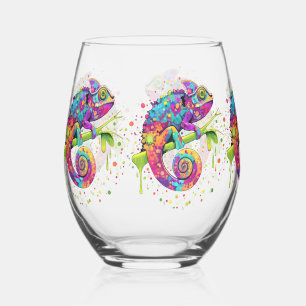 Verre À Vin Sans Pied Style d'aquarelle des teintures Chameleon