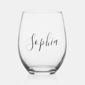 Verre À Vin Sans Pied Stylish Calligraphy Script Monogram  (Recto)