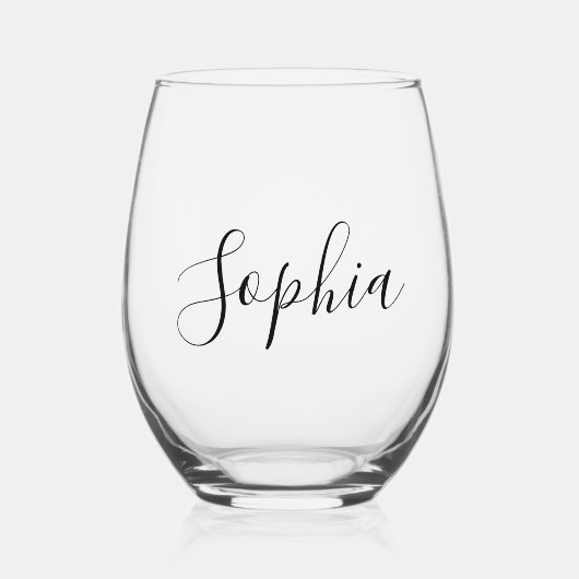 Verre À Vin Sans Pied Stylish Calligraphy Script Monogram  (Recto)