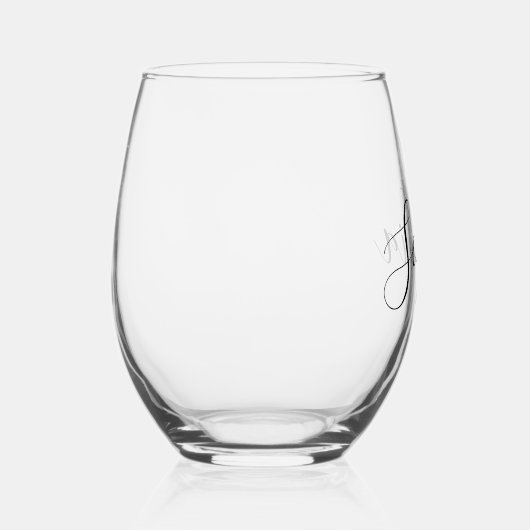 Verre À Vin Sans Pied Stylish Calligraphy Script Monogram  (Droite)