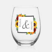 Verre À Vin Sans Pied Sunset Sunflower Rose Floral Mariage (Recto)