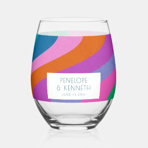 Verre À Vin Sans Pied Super couleur vert violet Mariage rétro personnali