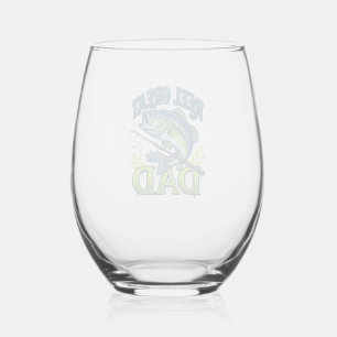 Verre À Vin Sans Pied Super Papa Pêche à la Bass Conception Vectorielle 