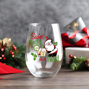 Verre À Vin Sans Pied Swirl, Twirl et Twist Mid Cetury Vintage Noël