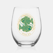Verre À Vin Sans Pied Symbole des Poissons du Zodiaque (Verso)