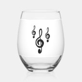 Verre À Vin Sans Pied Symbole musical Motif Clé Treble Simple (Verso)