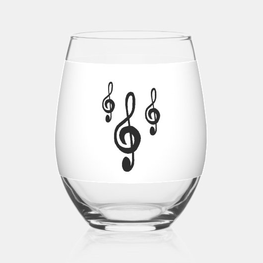 Verre À Vin Sans Pied Symbole musical Motif Clé Treble Simple (Verso)