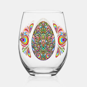 Verre À Vin Sans Pied T-Shirt Bio pour Enfants Motif Psychédélique Œuf d