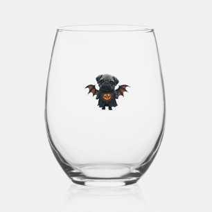 Verre À Vin Sans Pied T-Shirt classique Halloween Spooky Pug