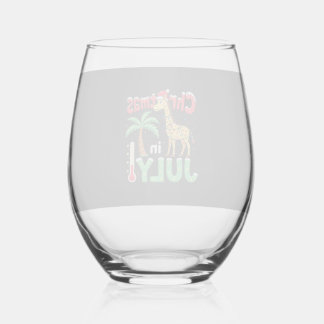 Verre À Vin Sans Pied T-shirt drôle de Noël en juillet Santa Girafe Palm