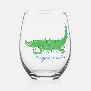 Verre À Vin Sans Pied Tangée dans le verre de vin bleu sans pierre
