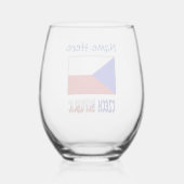Verre À Vin Sans Pied Tchéquie Drapeau bleu Personnalisation (Verso)