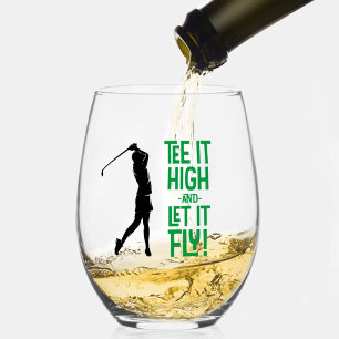 Verre À Vin Sans Pied Tee drôle de golf de dame Sport Citation Mignon No