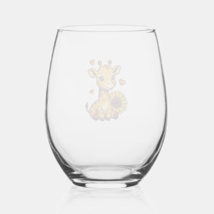 Verre À Vin Sans Pied Tee-shirt vintage gravure bébé girafe mignon tourn