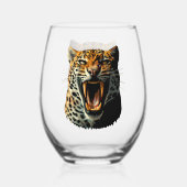 Verre À Vin Sans Pied Tête d'attaque du léopard (Verso)