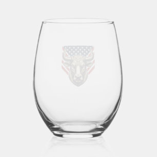 Verre À Vin Sans Pied Tête de taureau patriotique gravure vintage vector