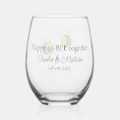 Verre À Vin Sans Pied Texte personnalisé Happy Love Bees (Verso)