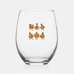 Verre À Vin Sans Pied Thanksgiving Day Dancing Turquie Pilgrim Boys Girl