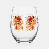 Verre À Vin Sans Pied Thanksgiving Thankful Blessed automne florals (Gauche)