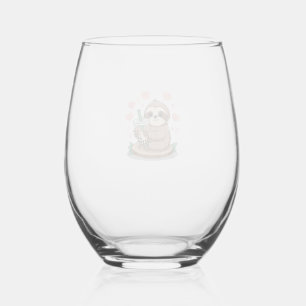 Verre À Vin Sans Pied Thé aux perles de paresseux T-Shirt Bubble Tea