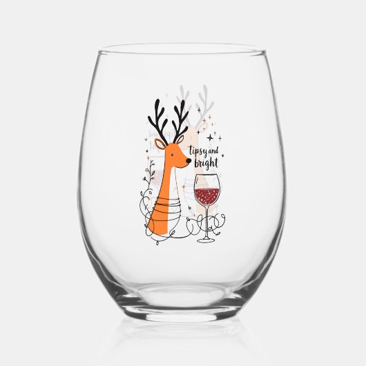 Verre À Vin Sans Pied Tipsy and Bright Reindeer (Recto)
