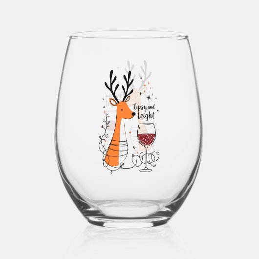 Verre À Vin Sans Pied Tipsy and Bright Reindeer (Verso)