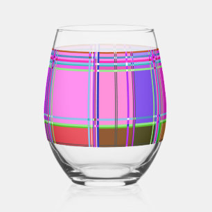 Verre À Vin Sans Pied Tissu à motif tartan rose Madras