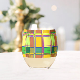 Verre À Vin Sans Pied Tissu coloré des Caraïbes Madras Tartan