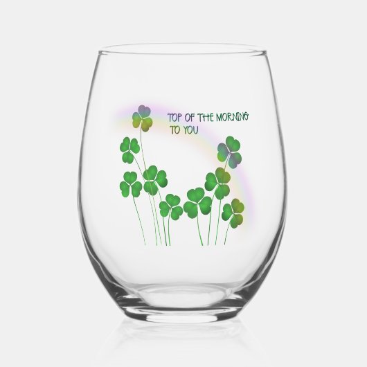 Verre À Vin Sans Pied Top of the Morning To You Irish (Recto)