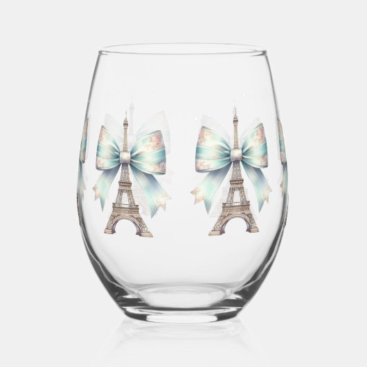 Verre À Vin Sans Pied Tour Eiffel & Bow (Droite)