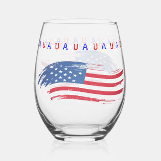 Verre À Vin Sans Pied Tracé de drapeau peint USA patriotique