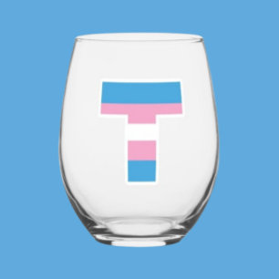 Verre À Vin Sans Pied Trans Fierté Capital T Verre sans pierre