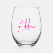 Verre À Vin Sans Pied Trendy Script Custom Name Wedding Bridesmaid Favor (Recto)