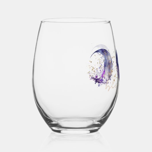 Verre À Vin Sans Pied Triple Lune Pouple et Vin Or (Droite)