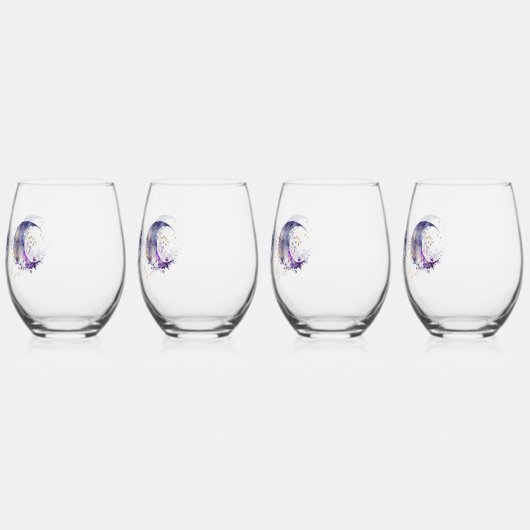 Verre À Vin Sans Pied Triple lune violet et or (Gauche)