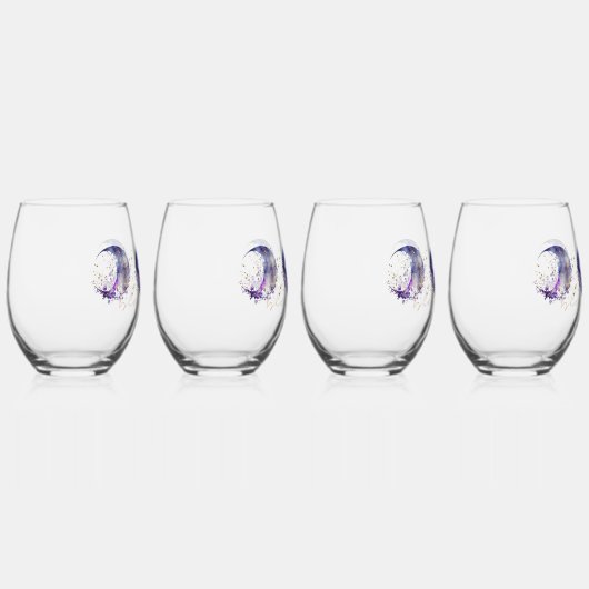 Verre À Vin Sans Pied Triple lune violet et or (Droite)