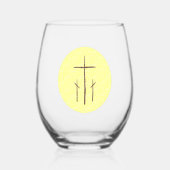 Verre À Vin Sans Pied Trois croix sur Calvaire Jaune (Recto)