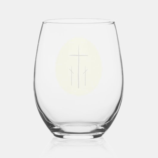 Verre À Vin Sans Pied Trois croix sur Calvaire Jaune (Verso)