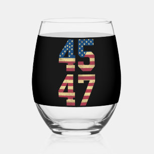 Verre À Vin Sans Pied Trump 2024 45 47 Drapeau Américain Vintage Rétro 4