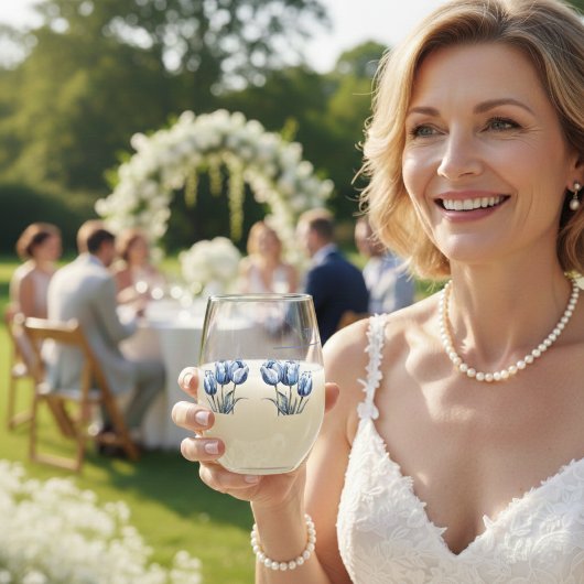 Verre À Vin Sans Pied Tulipes dans Delft Blue personnalisable