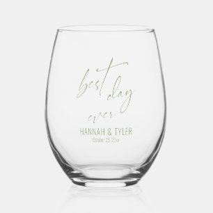 Verre À Vin Sans Pied Typographie simple élégante Meilleur Jour Jamais M