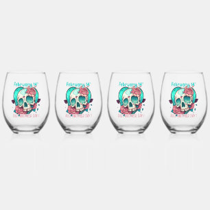 Verre À Vin Sans Pied Un autre jour Valentines crâne cardiaque